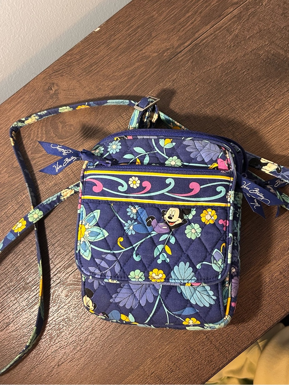 Vera Bradley Navy Floral Crossbody with Mickey Accent